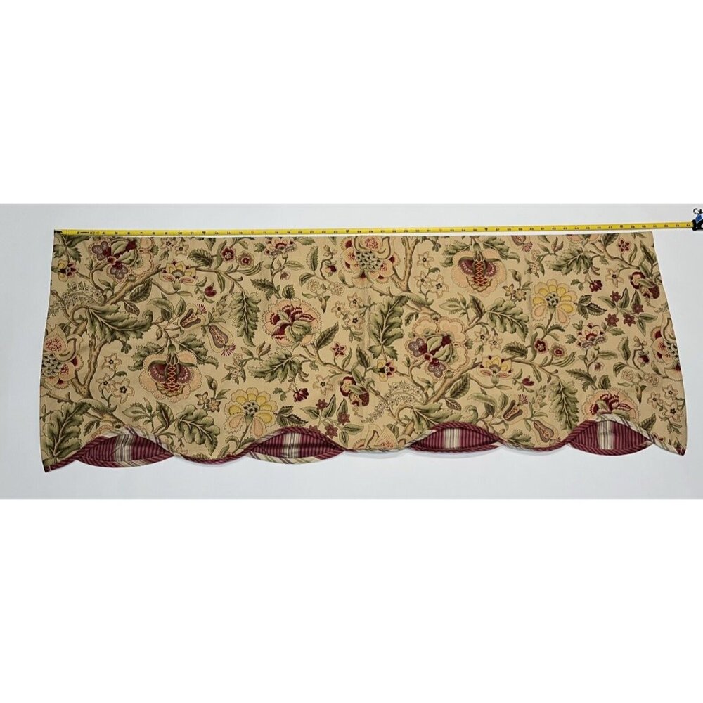 WAVERLY Dress Imperial Antique Double Scalloped Jacobean Floral Valance Set of 3